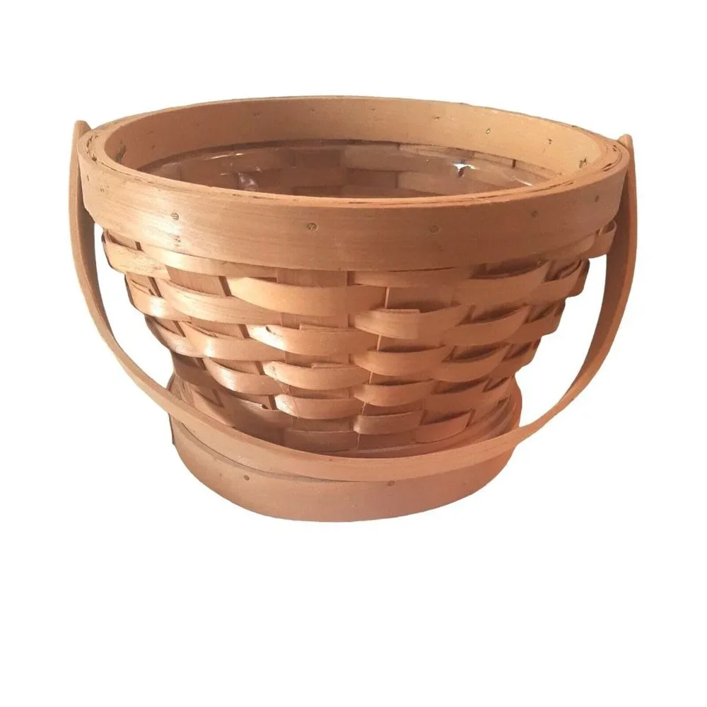 9 Inch Round Woven Basket with Liner Planter Yarn